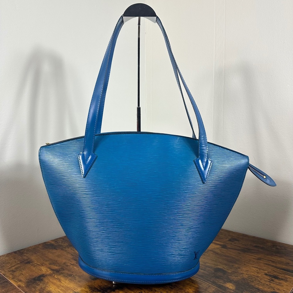 Louis Vuitton Epi Leather Saint Jacques Shoulder Bag Blue Vintage Authentic